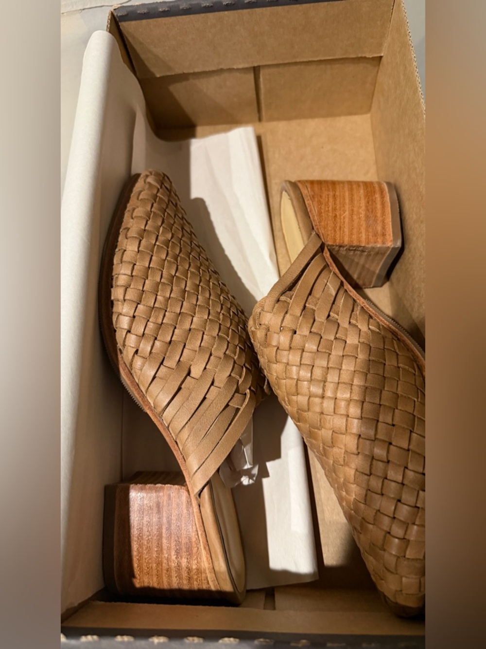 nisolo all day woven heel mule almond 7.5